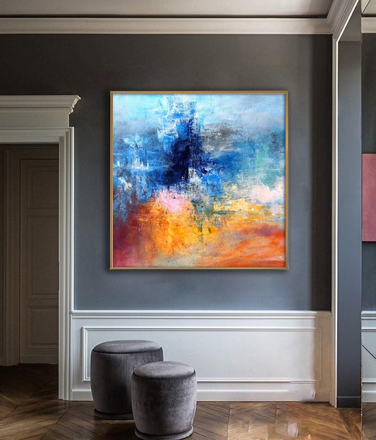 ColourfulAbstractPaintingExtraLargePaintingLargeWallArtOversizedAbstractPaintingWallArtLargeCanvas 31in,No Frame
