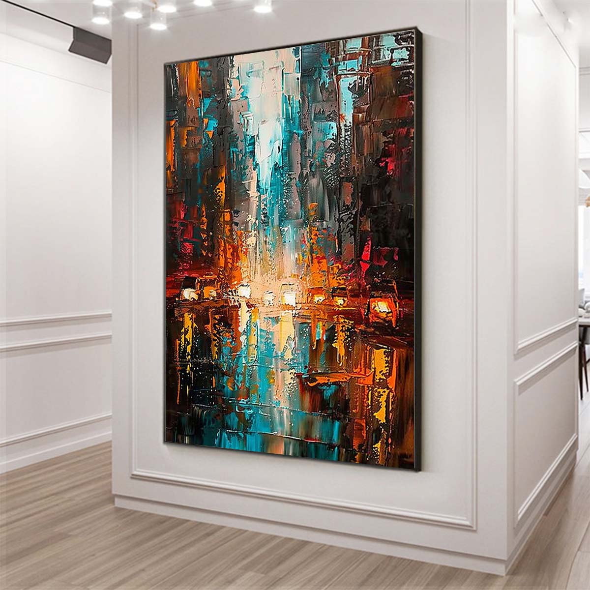 Original creation City Hand painted Oil Painting Canvas Wall Art For Home Living Room Unframed/Rolled #054