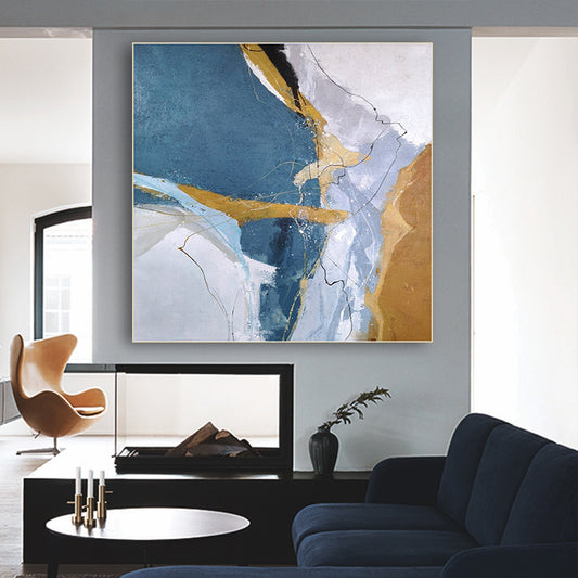 Vertical Large Living Room Modern Home Decoration Abstract Decorative Painting Murals Handmade Oil Painting,31inx31in,No Frame
