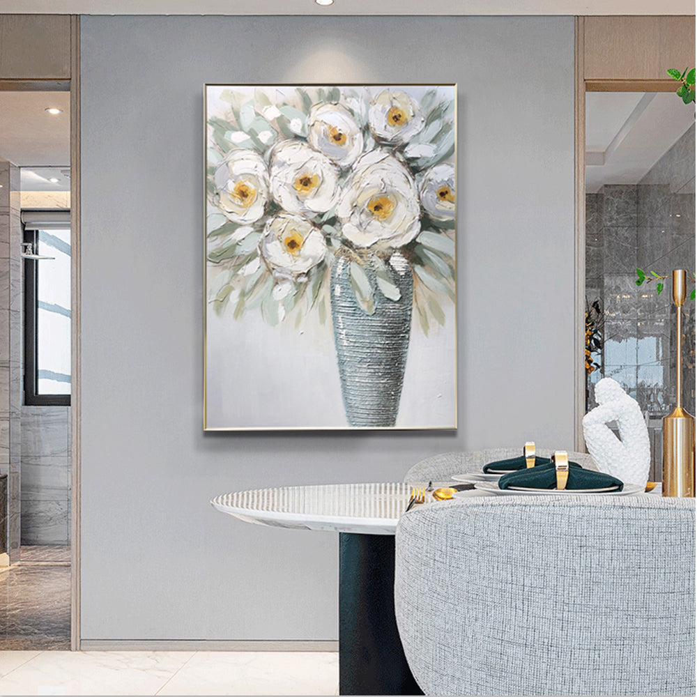 High Guality Hand Painted Decorative Painting Living Room Mural Absract Wall Art Thick Texture Flowers For Living Room,31inx47in,No Frame