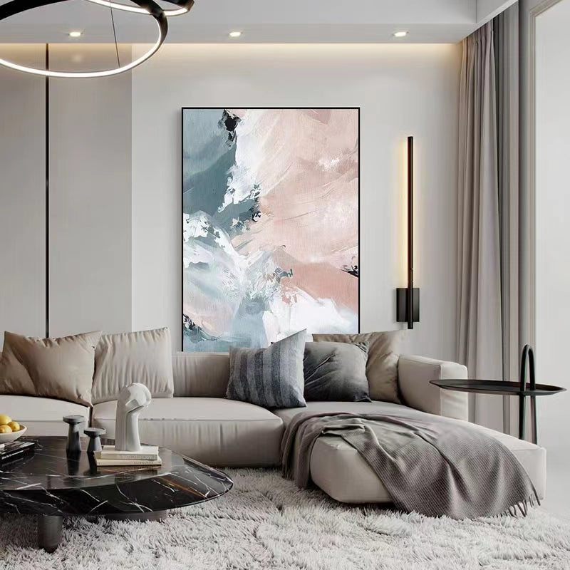 Pure Hand painted Oil Painting Yellow Purple Seaside Sunrise Decorative Painting Thick Oil Vertical Version Knife For Living Room,31inx47in,No Frame