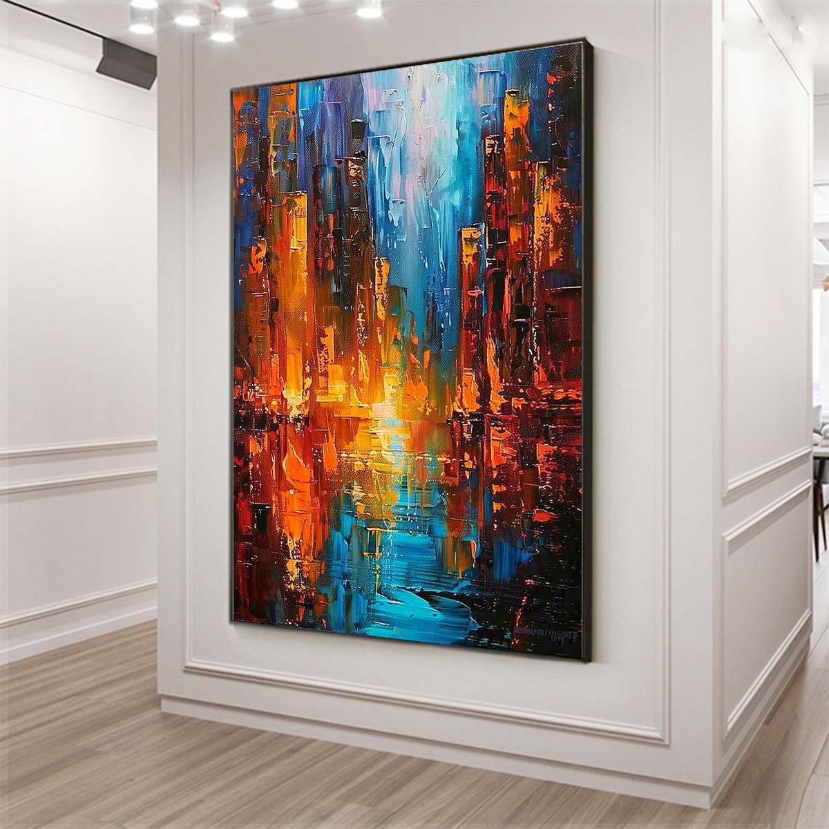 Original creation City Hand painted Oil Painting Canvas Wall Art For Home Living Room Unframed/Rolled #055