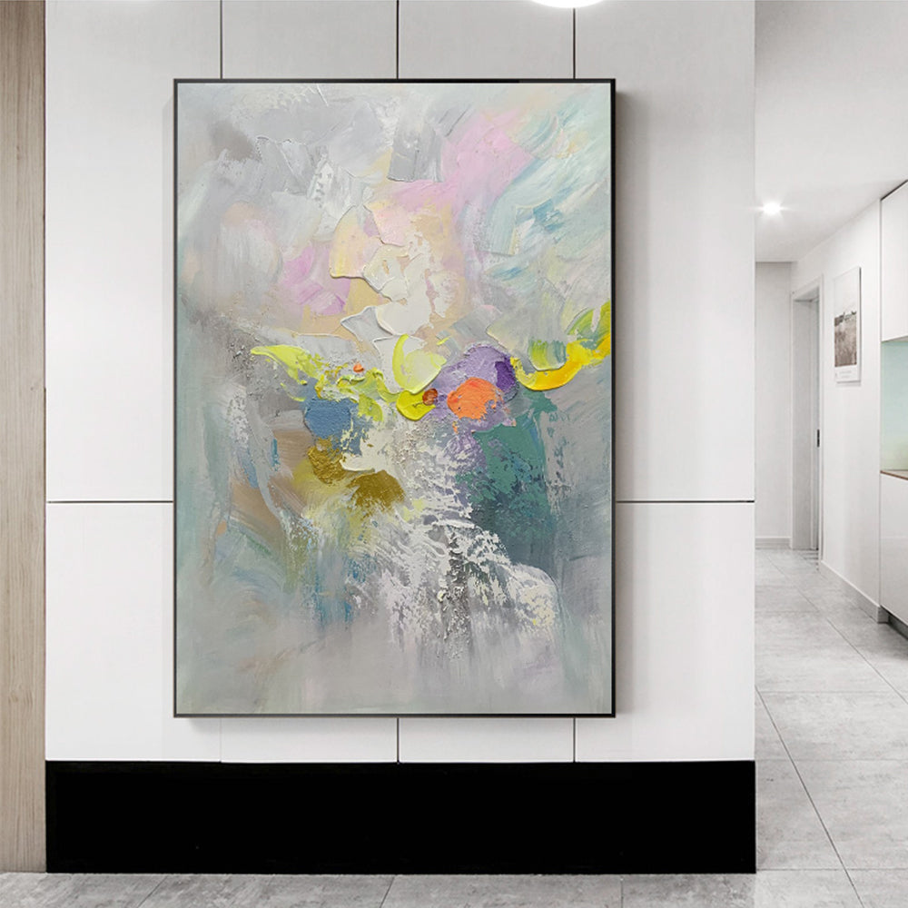 Knife Buildings Oil Painting Hand Painted Abstract Painting Thick Texture Canvas Painting Modern Wall Art Painting For Living Room,31inx47in,No Frame