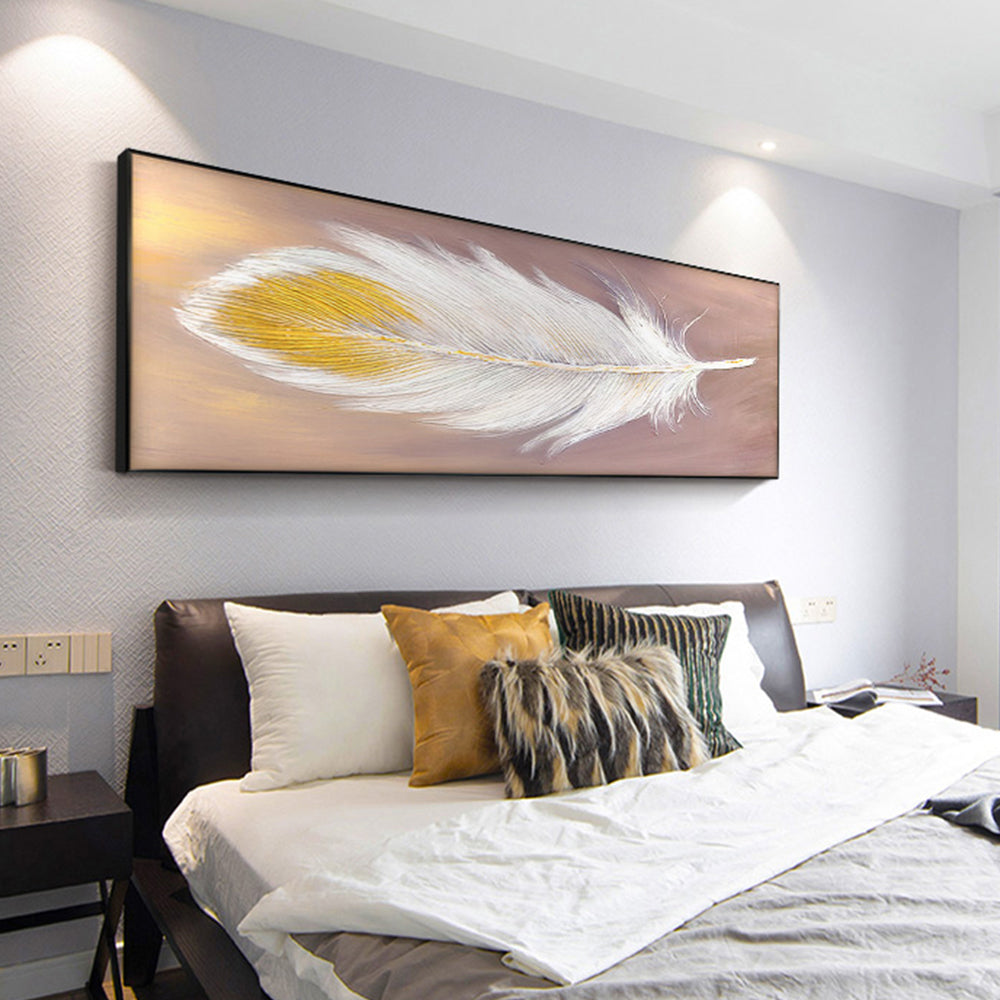 Oil Painting Wall Canvas Home Art Hand Painted Picture Feather Modern Canvas Artwork For,27inx54in,No Frame