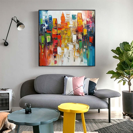 Abstract Handmade Oil Painting Modern Minimalist Home Living Room Decoration Painting,31inx31in,No Frame 3