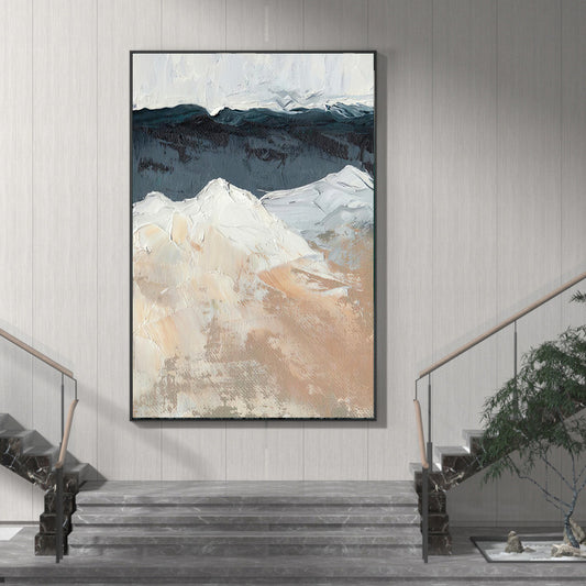 Hand Painted Modern Abstract Blue Oil Painting Art Original Canvas Wall Art Handmade Landscape Oil Painting