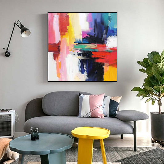 Abstract Handmade Oil Painting Modern Minimalist Home Living Room Decoration Painting,31inx31in,No Frame