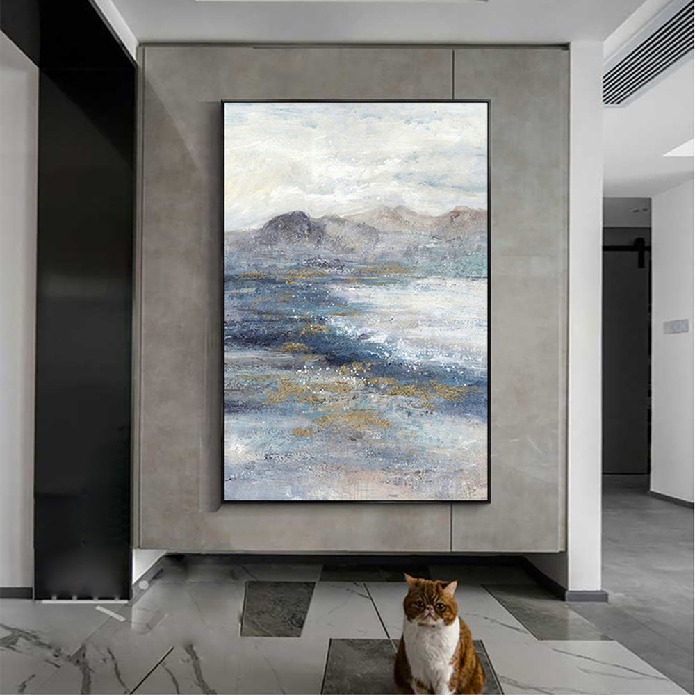 Hand Painted Abstract Landscape Oil Painting On Canvas Handmade Artwork Picture For Home Cuadros Decor Room,31inx47in,No Frame