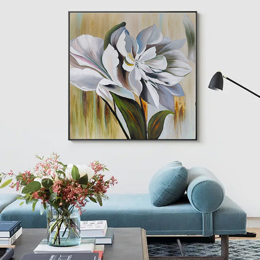 Flower Decorative Canvas Painting  Hand Painted Oil Painting Handmade Acrylic Wall Picture For Living room,31inx31in,No Frame