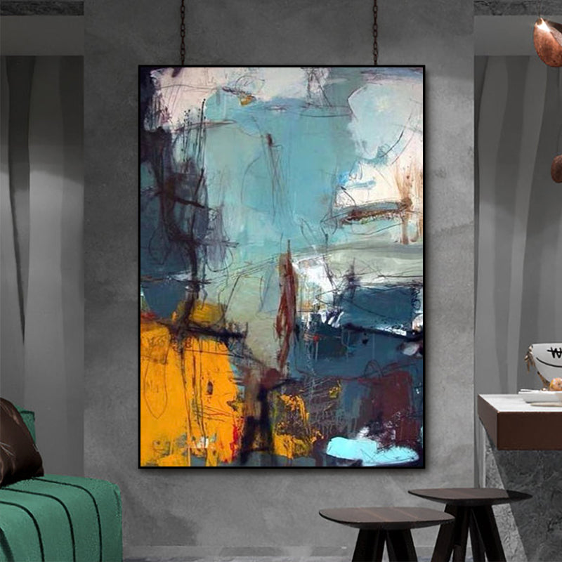 Abstract Hand painted Oil Painting Large Graffiti Decorative Painting Living Room Bedroom Canvas Painting,31inx47in,No Frame