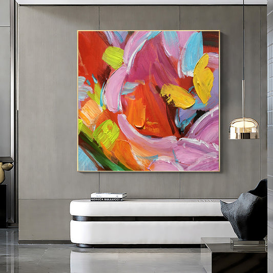 #190Abstract Colourful Wall Art Thick Oil On Canvas Painting Handmade Home Decoration Hand Painted Abstract Wall,31inx31in,No Frame