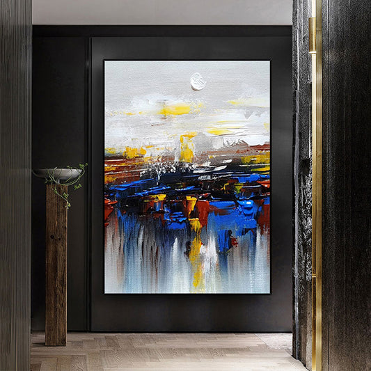 Canvas Painting Hand Painted Autumn Landscape Oil Painting Abstract Wall Art For Home Living Room,31inx47in,No Frame