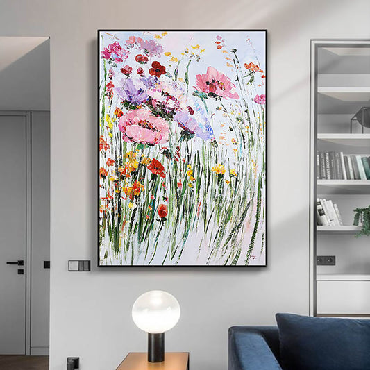 3D Abstract Flower Oil Painting On Canvas Handmade Thick Oil Living Room Decoration Hand Painted Abstract For Living Room,31inx47in,No Frame