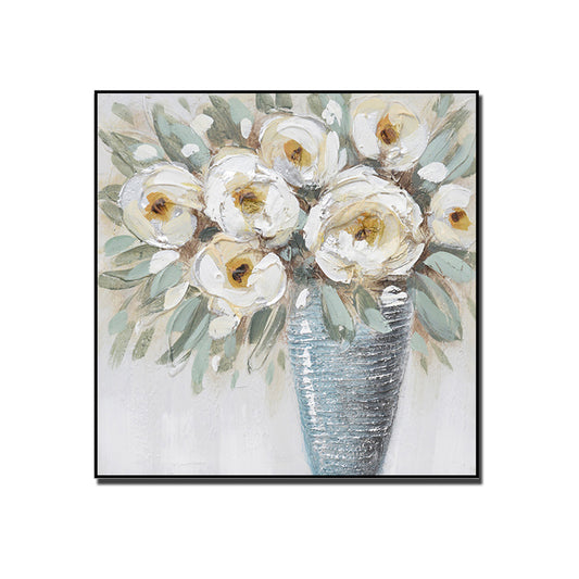 High Guality  Hand Painted Decorative Painting Living Room Mural Absract Wall Art Thick Texture Flowers,31inx31in,No Frame