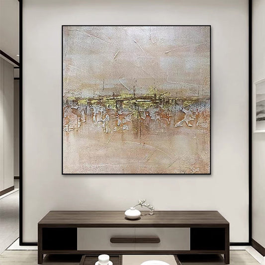 Hand painted Oil Painting Lonely House Style Jinbo Hanging Painting Light Luxury Corridor Decoration Painting Restaurant,31inx31in,No Frame