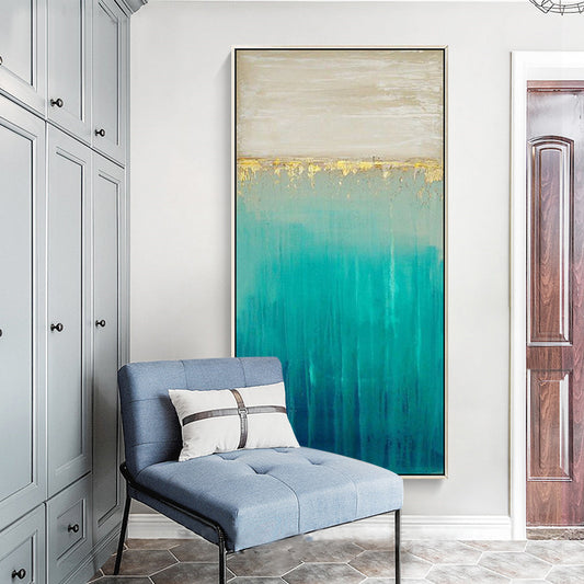 Blue Abstract Painting On Canvas Large Wall Art Minimalist Painting Hand Painted Painting Minimal Art For Modern Home Decor27inx54in,No Frame