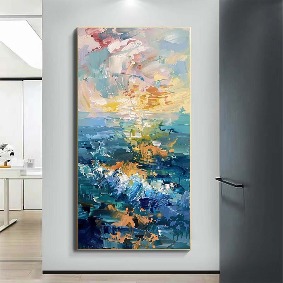 Landscape Paintings Abstract Handmade Oil Painting Modern Home Living Room Decoration Painting,27inx54in,No Frame