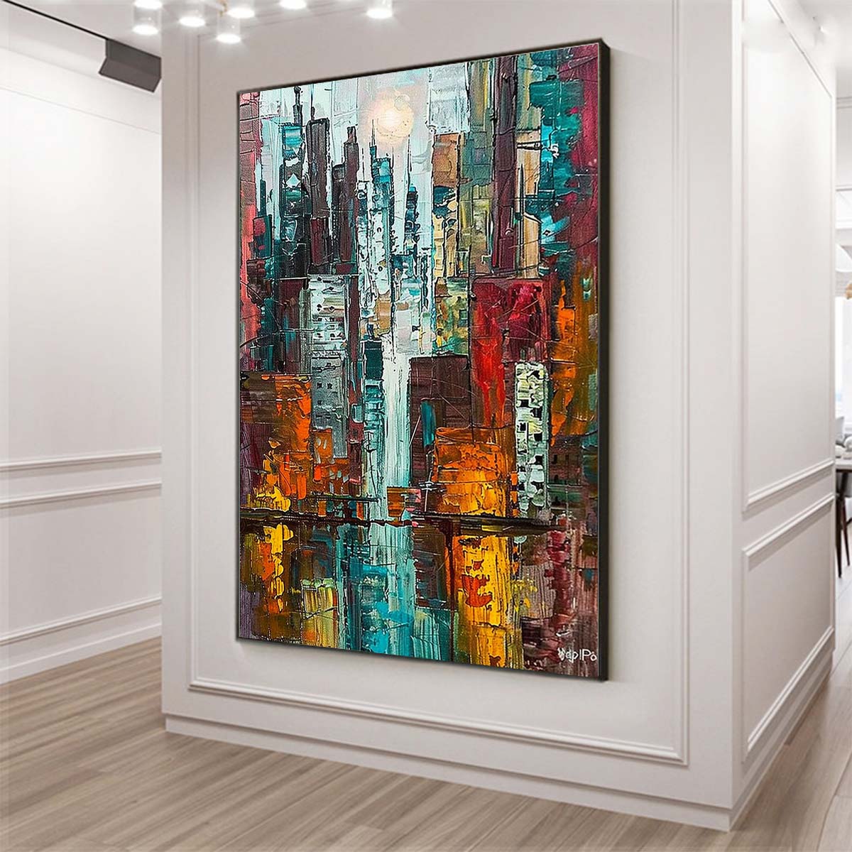 Original creation City Hand painted Oil Painting Canvas Wall Art For Home Living Room Unframed/Rolled #023