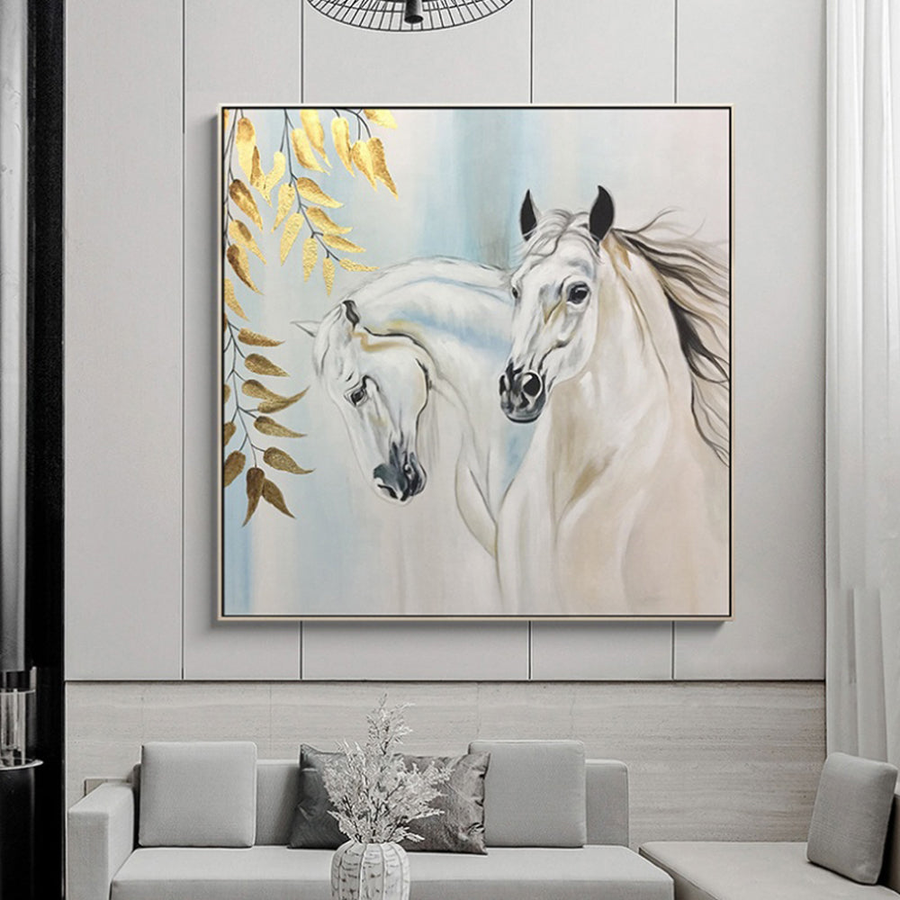 Handmade Horse Picture Wall Art Paintings Handpainted Oil Painting On Canvas Wall Art Modern Home,31inx31in,No Frame