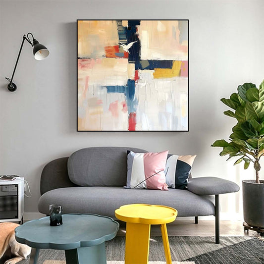 Abstract Handmade Oil Painting Modern Minimalist Home Living Room Decoration Painting,31inx31in,No Frame