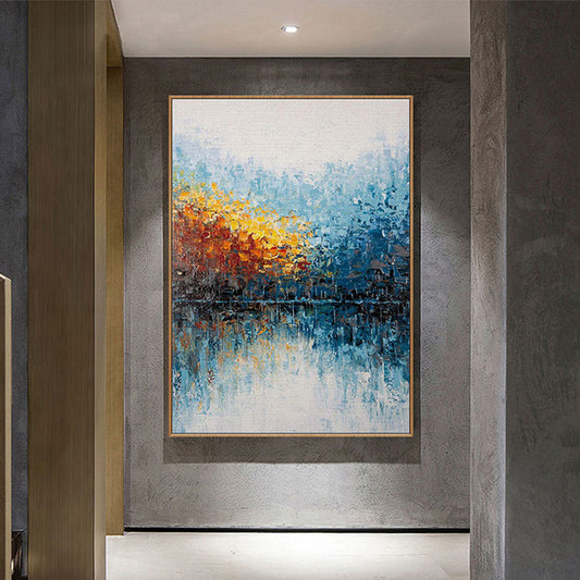 Canvas Painting Hand Painted Autumn Landscape Oil Painting Abstract Wall Art For Living Room,31inx47in,No Frame