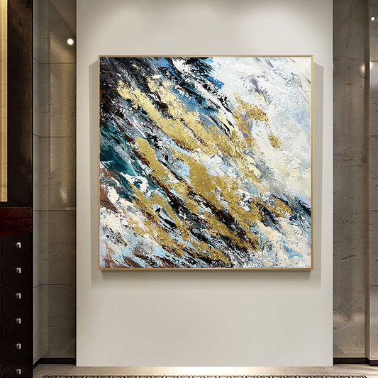 Abstract Hand painted Oil Painting Living Room Bedroom Dining Room Decorative Painting Golden Gold   (Unframed/Rolled)