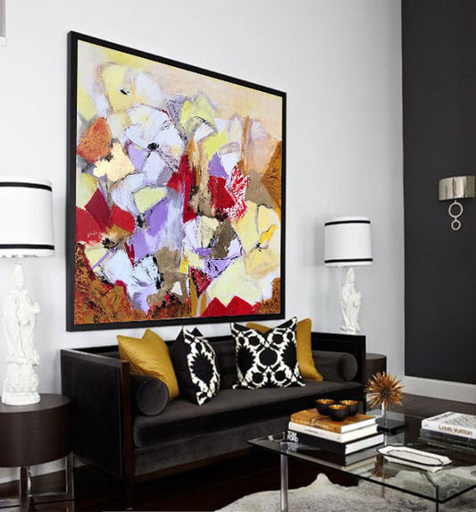 LargePaintingOnCanvasOilPaintingAbstractColorfulPaintingFlowerPaintingAbstractWallArtCanvasAcrylic 31in,No Frame