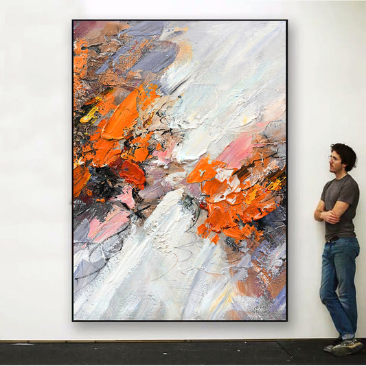 3D Knife Abstract Oil Painting On Canvas Handmade Modern Bright Color Abstract Painting Landscape Picture Home,31inx47in,No Frame