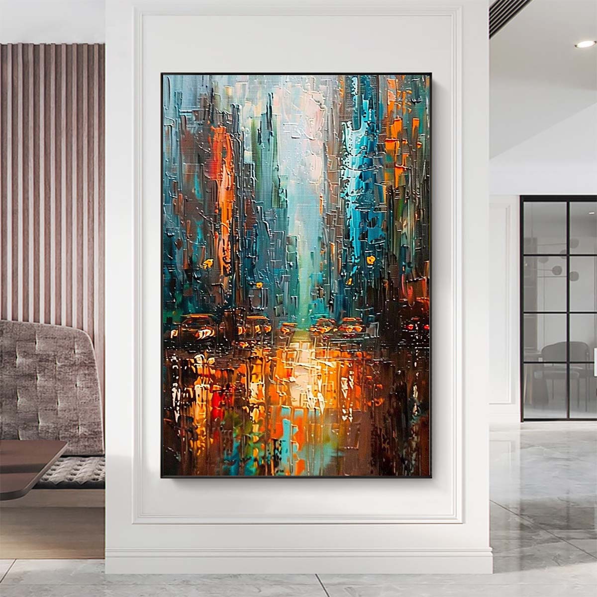 Original creation City Hand painted Oil Painting Canvas Wall Art For Home Living Room Unframed/Rolled #053