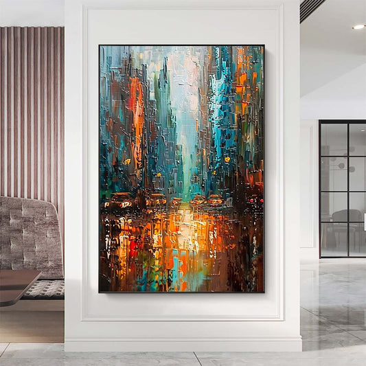 Original creation City Hand painted Oil Painting Canvas Wall Art For Home Living Room Unframed/Rolled #053