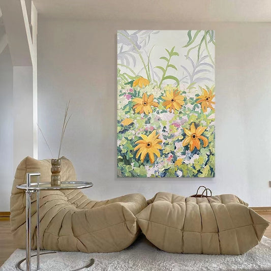 #830Pure Hand painted Art Landscape Flower Oil Painting Living Room Sofa Background Wall Decoration Painting Aisle,31inx47in,No Frame