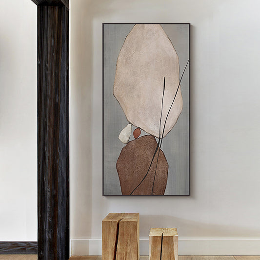 Latest Textured Gray Abstract Geometry Design Hand painted Modern Wall Art Home Decoration Canvas Oil,27inx54in,No Frame