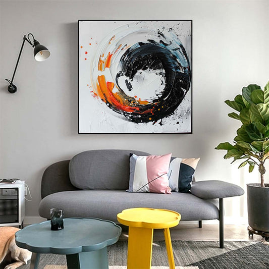 Abstract Handmade Oil Painting Modern Minimalist Home Living Room Decoration Painting,31inx31in,No Frame