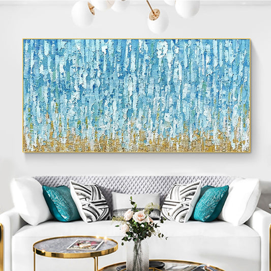 Customizable Abstract Hand painted Landscape Murals Large Decorative Living Room Murals Blue Woods Canvas Hanging Paintings,27inx54in,No Frame