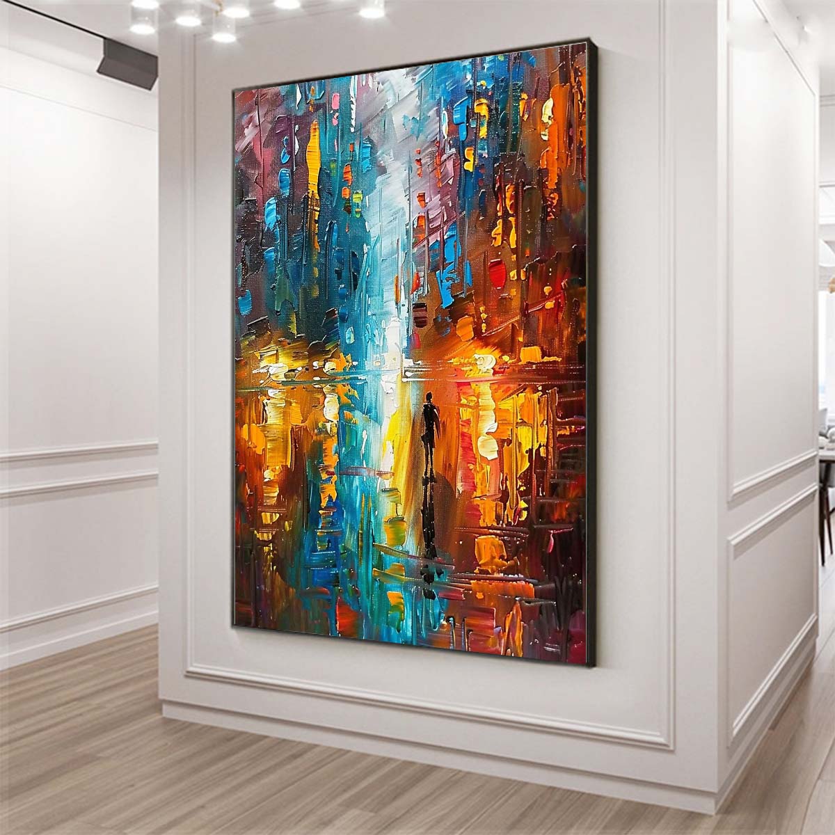 Original creation City Hand painted Oil Painting Canvas Wall Art For Home Living Room Unframed/Rolled #005