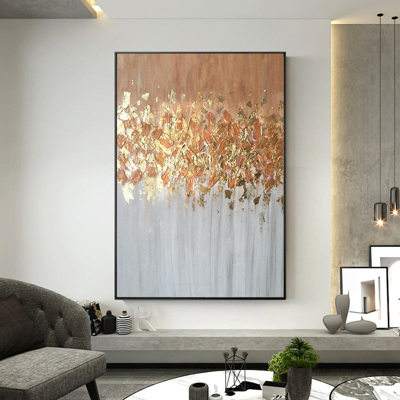 Pure Handmade Oil Painting Golen Foil Texture On Canvas Living Room Corridor Luxury Decorative Wall Art,31inx47in,No Frame