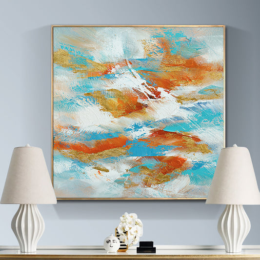 Handpainted Wall Art Home Decor Abstract Oil Painting Colorful Art Pictures On Canvas Fashion Modern,31inx31in,No Frame