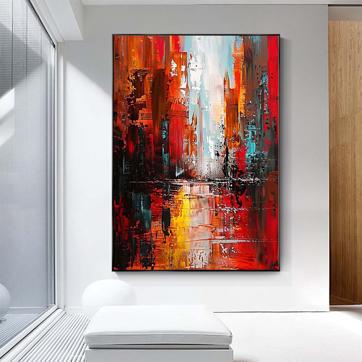 Original creation City Hand painted Oil Painting Canvas Wall Art For Home Living Room Unframed/Rolled #002