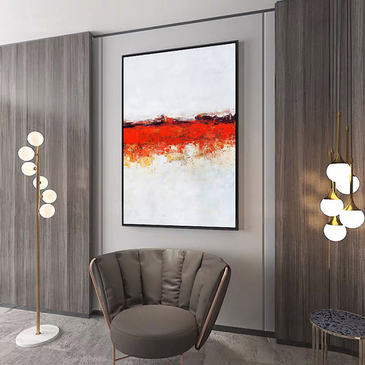 Red Oil Painting Abstract Wall Art On Canvas Handmade Modern Home Decoretive Painting Large Size Canvas,31inx47in,No Frame
