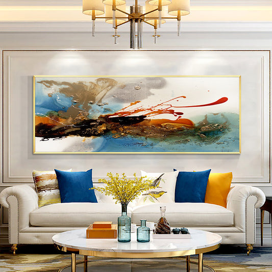 Abstract Colorful Landscape Oil Painting On Canvas  Hand Painted Wall Art Acrylic Painting For Modern,27inx54in,No Frame