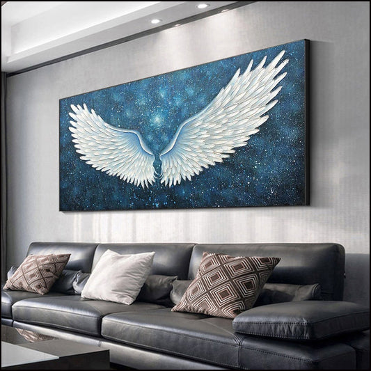 Large Abstract Flying Bird Oil Painting Handmade On Canvas Original Textured Painting Modern Wall Art Hand,27inx54in,No Frame