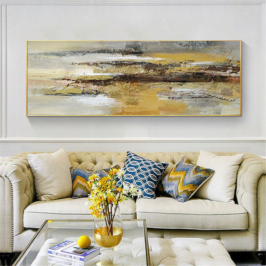 Hand Painted Oil Painting On Canvas Handmade Wall Art Picture Abstract Acrylic Landscape Painting,27inx54in,No Frame
