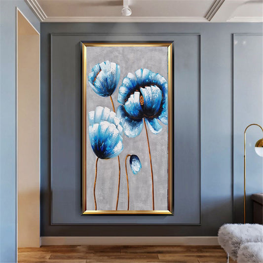 #490Hand Painted Flower Painting Thick Texture Canvas Art Picture Modern Abstract Flower Wall Art Home Decoration,27inx54in,No Frame