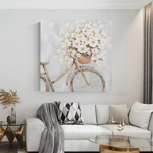 Hand painted Oil Painting Flower Corridor Canvas Painting Restaurant Decoration Painting Living Room Background Wall Art,31inx31in,No Frame