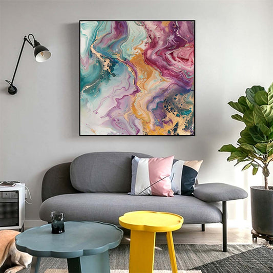 Abstract Handmade Oil Painting Modern Minimalist Home Living Room Decoration Painting,31inx31in,No Frame