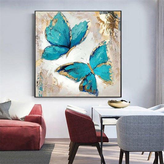Handmade Butterfly Oil Painting On Canvas Abstract Flower Art Wall Painting For Living Room Pictures Hand,31inx31in,No Frame
