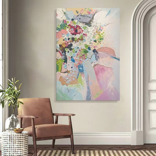 Original Art Handpainted Oil Painting Color Abstract Hanging Painting Living Room Sofa Decoration Painting Background Wall,31inx47in,No Frame