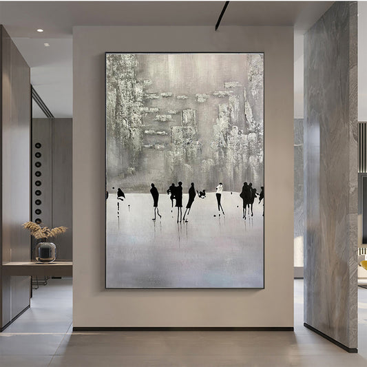 #890Modern Wall Art Hand Painted Figure Painting Abstarct Landscape Picture Handmade Oil Painting For Home Office,31inx47in,No Frame