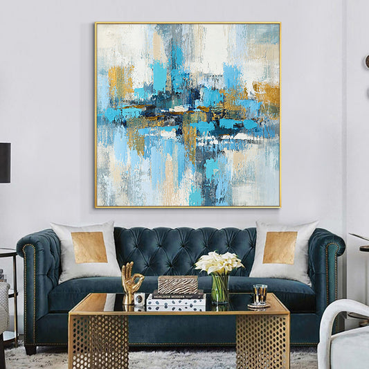 New Handmade Texture Abstract Oil Painting Fashion Modern Canvas Art Decorative Knife Landscape Paintings,31inx31in,No Frame