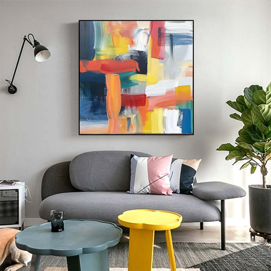 Abstract Handmade Oil Painting Modern Minimalist Home Living Room Decoration Painting,31inx31in,No Frame